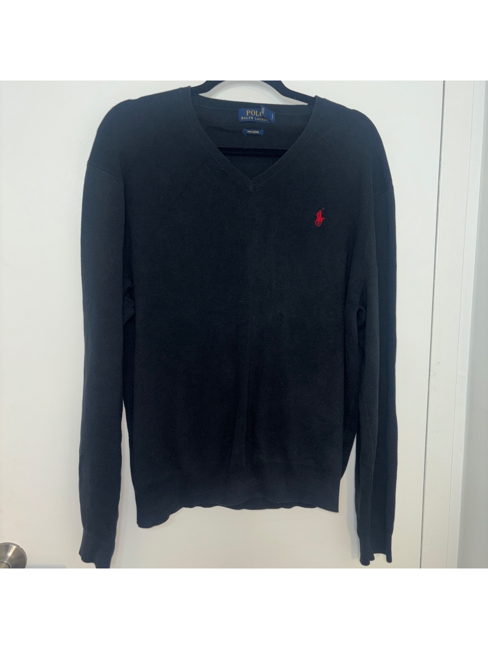 Polo Ralph Lauren men’s V-neck 100% Pima Cotton sweater in black - size XL